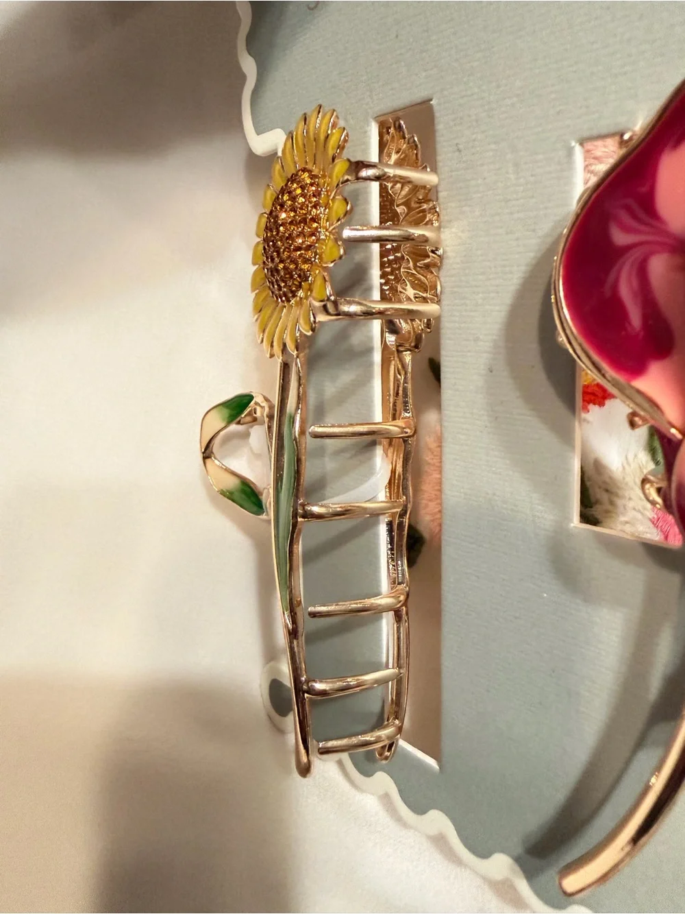 Women’s Floral Hair Clips - Yellow Sunflower & Pink Calla Lily Set NEW